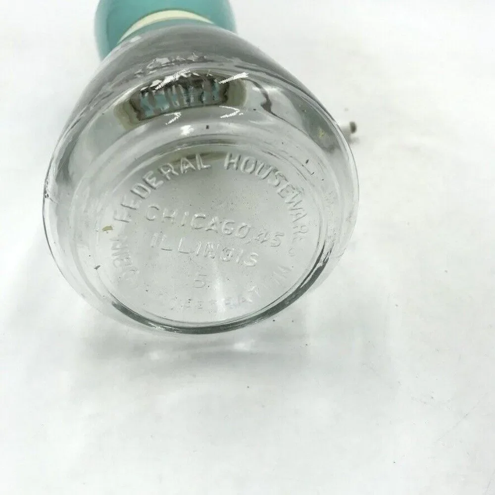 Vintage White Green Juicer Glass Nut Grinder Kitchenware